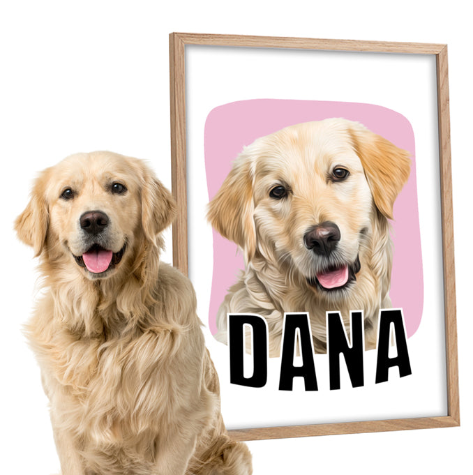 Retrato de mascota diseño CUAD con un Labrador Retriever