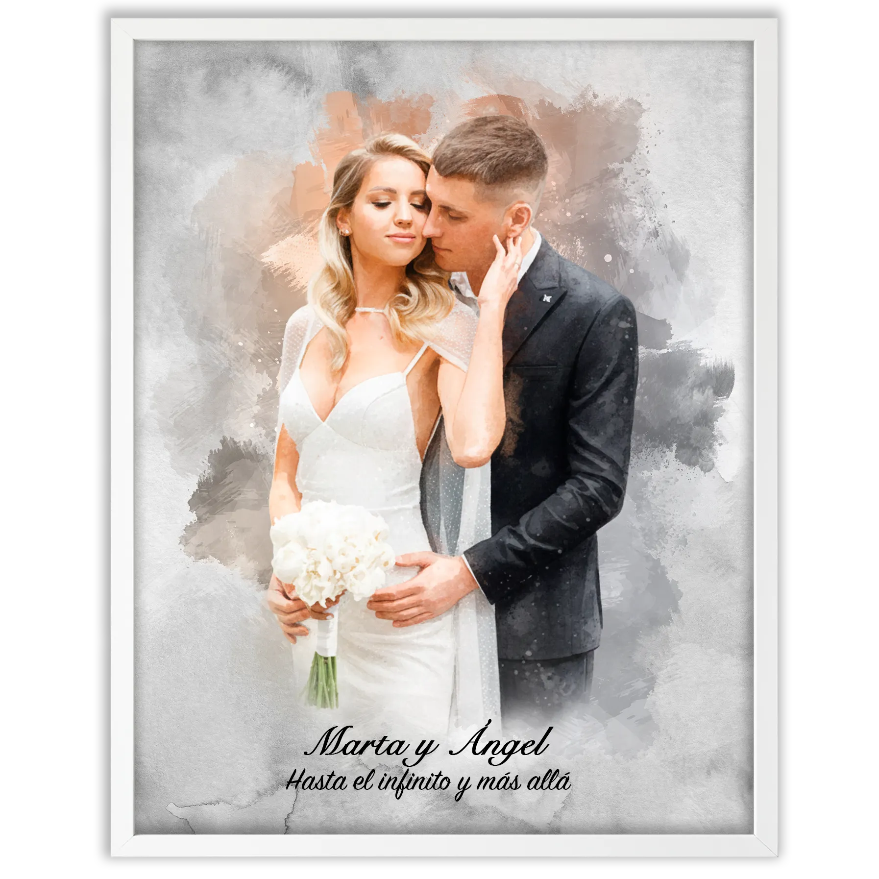 Retratos de boda en estilo acuarela personalizados