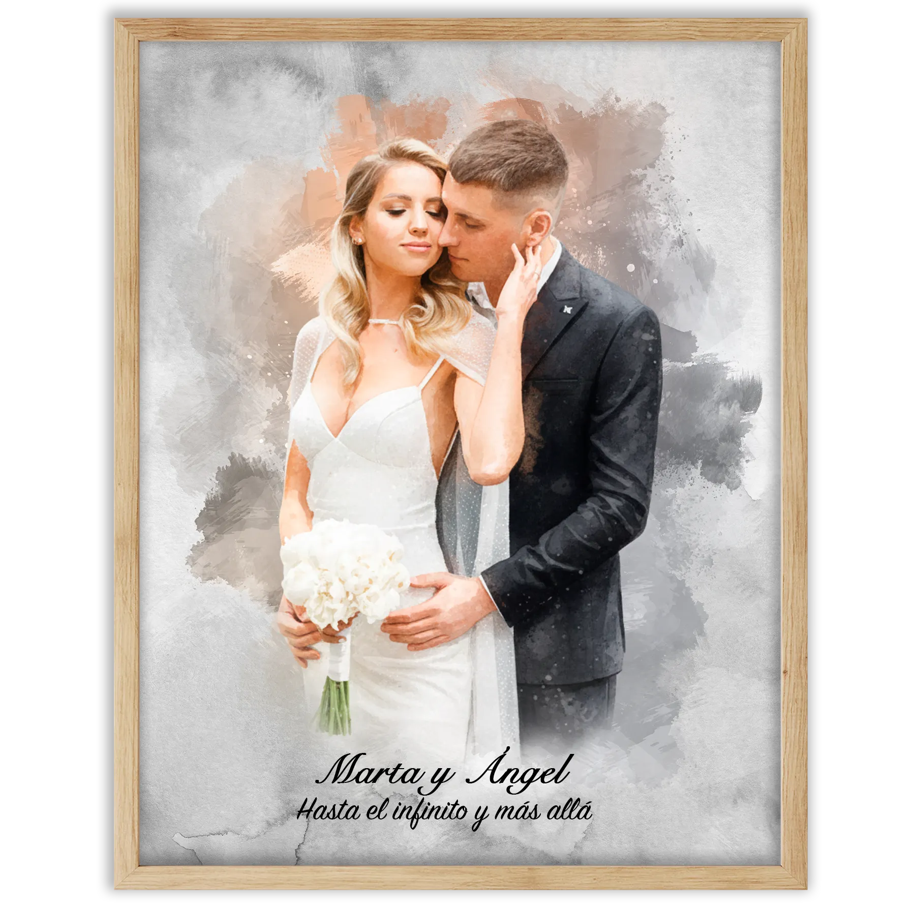 Retratos de boda en estilo acuarela personalizados