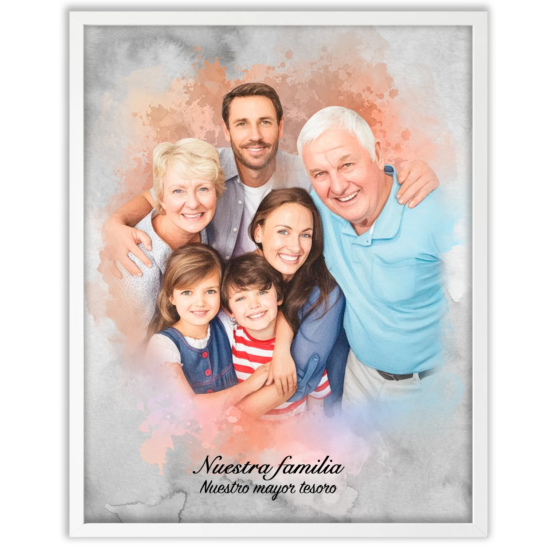 Retratos de familia personalizados en estilo acuarela