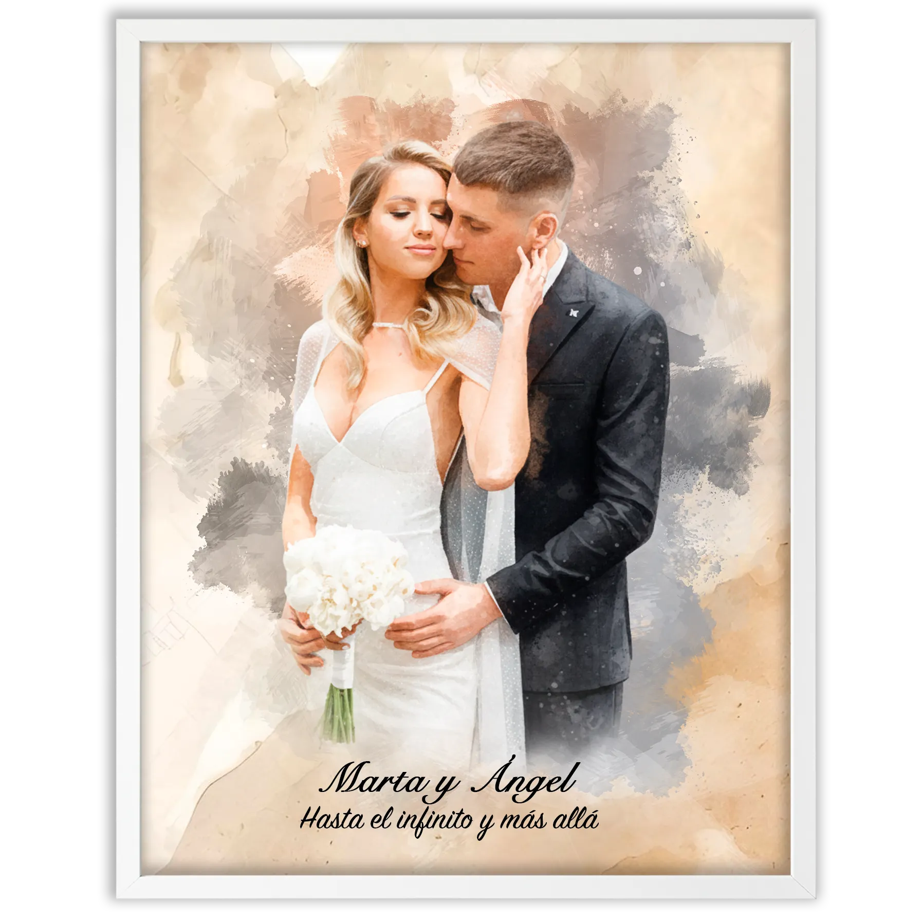 Retratos de boda en estilo acuarela personalizados