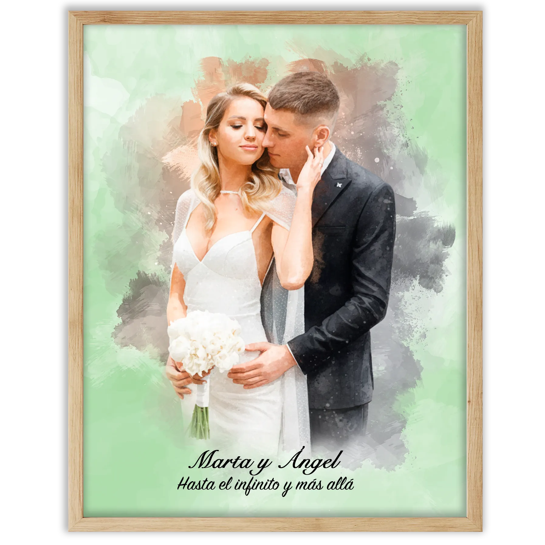 Retratos de boda en estilo acuarela personalizados