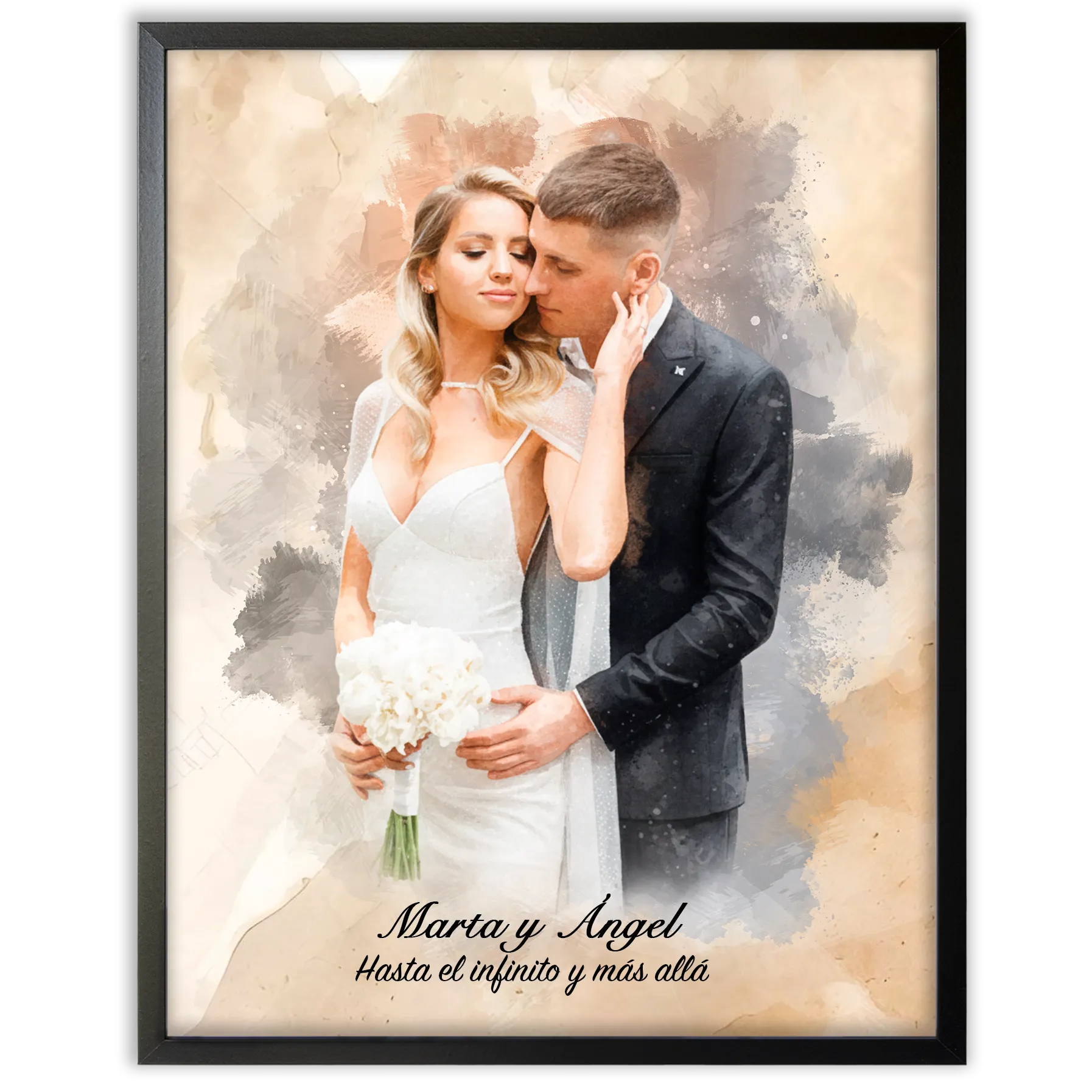 Retratos de boda en estilo acuarela personalizados