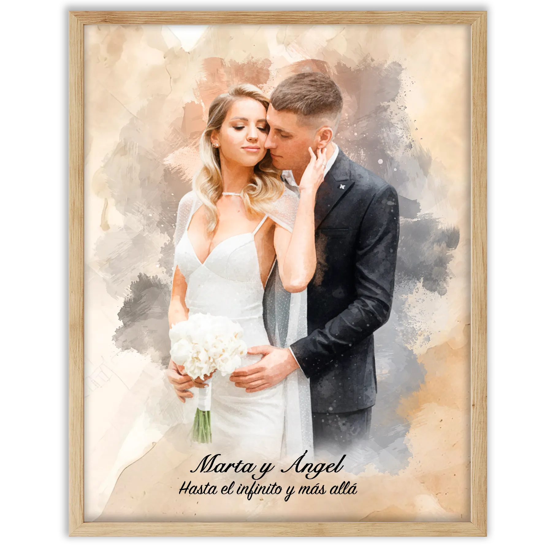 Retratos de boda en estilo acuarela personalizados