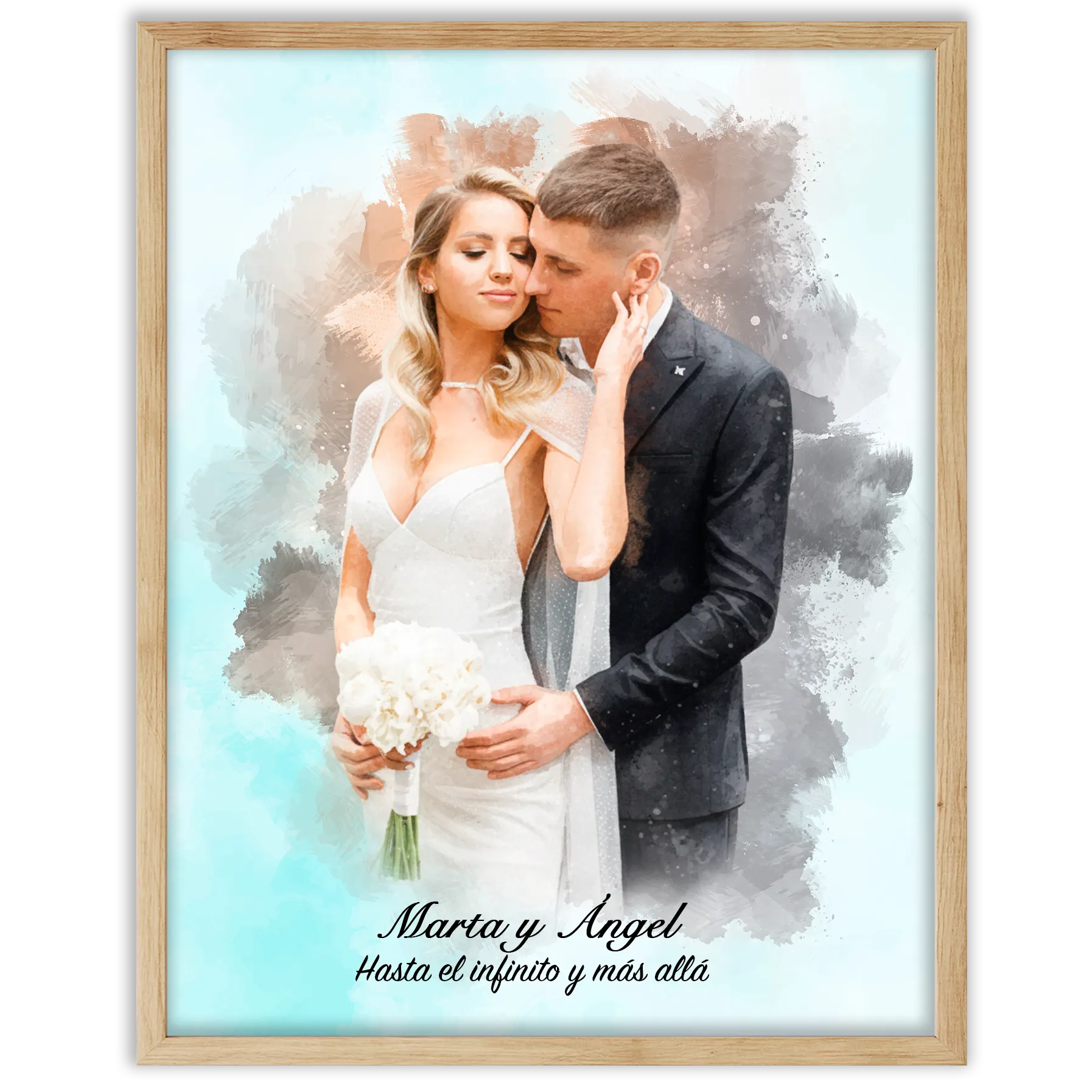 Retratos de boda en estilo acuarela personalizados