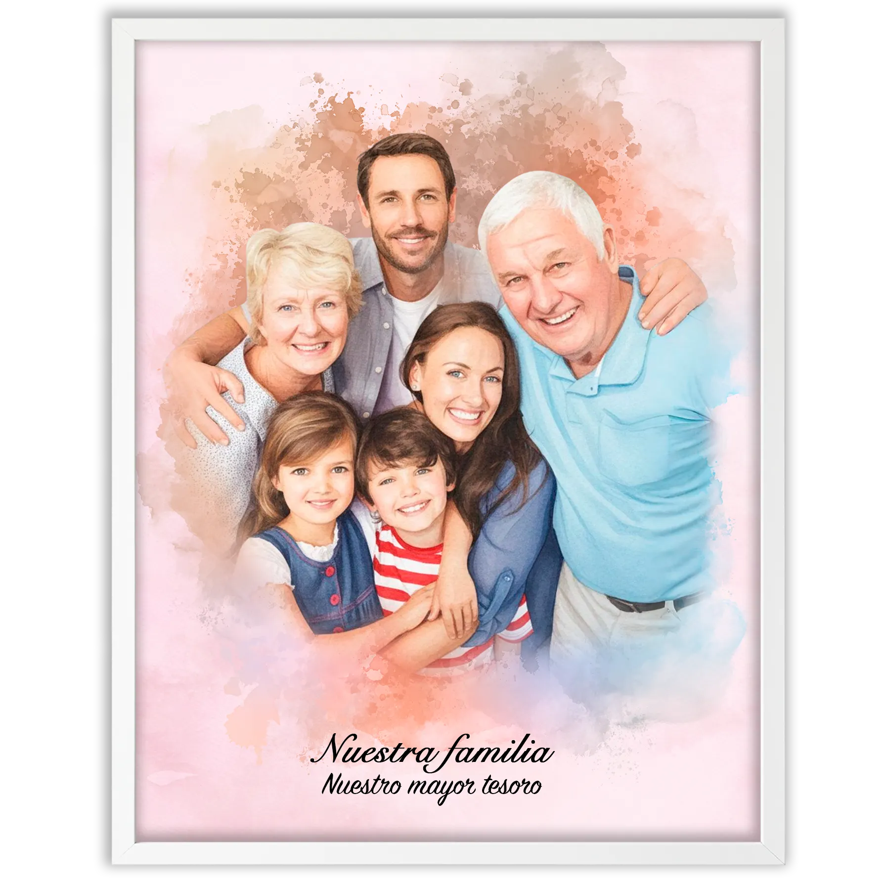 Retratos de familia personalizados en estilo acuarela