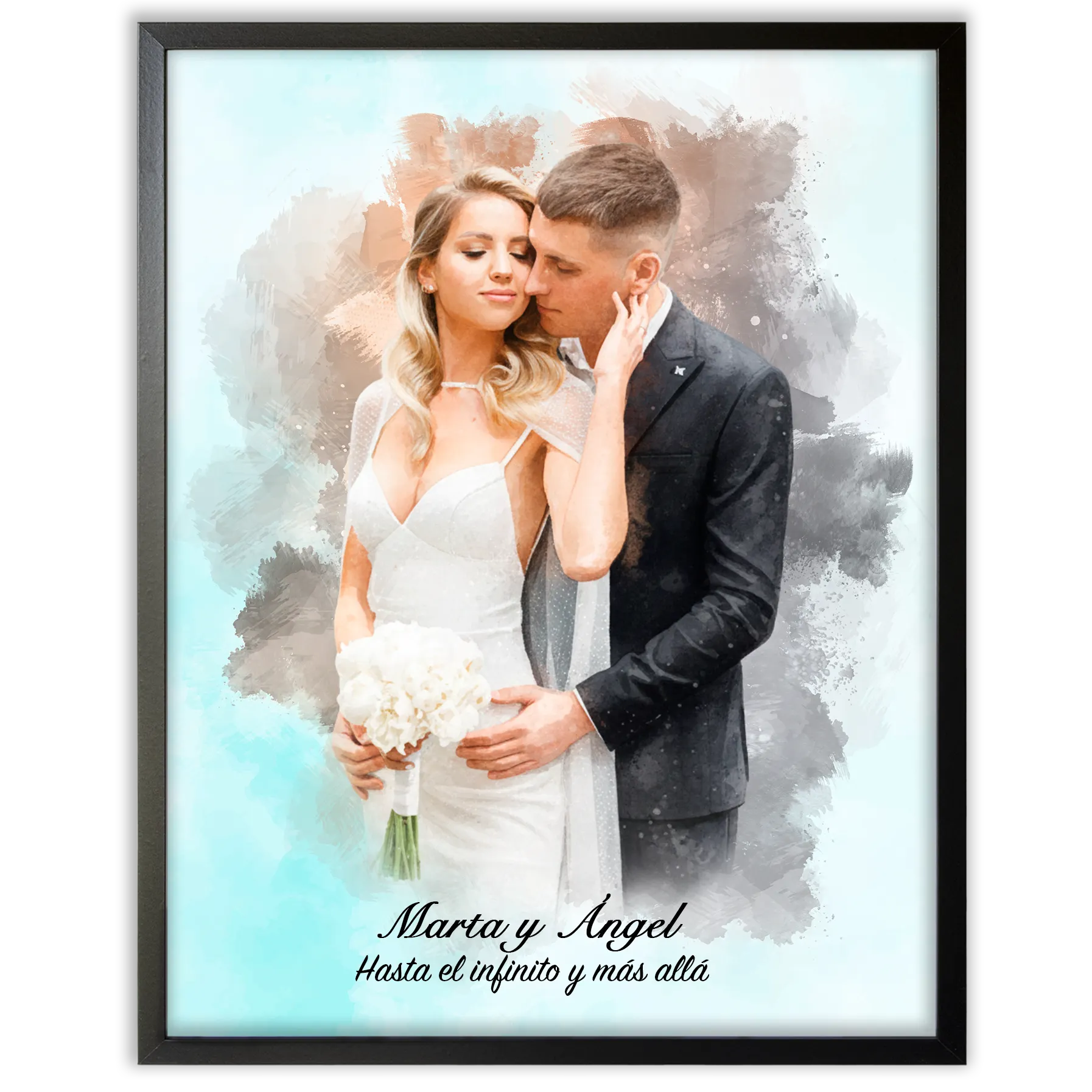 Retratos de boda en estilo acuarela personalizados