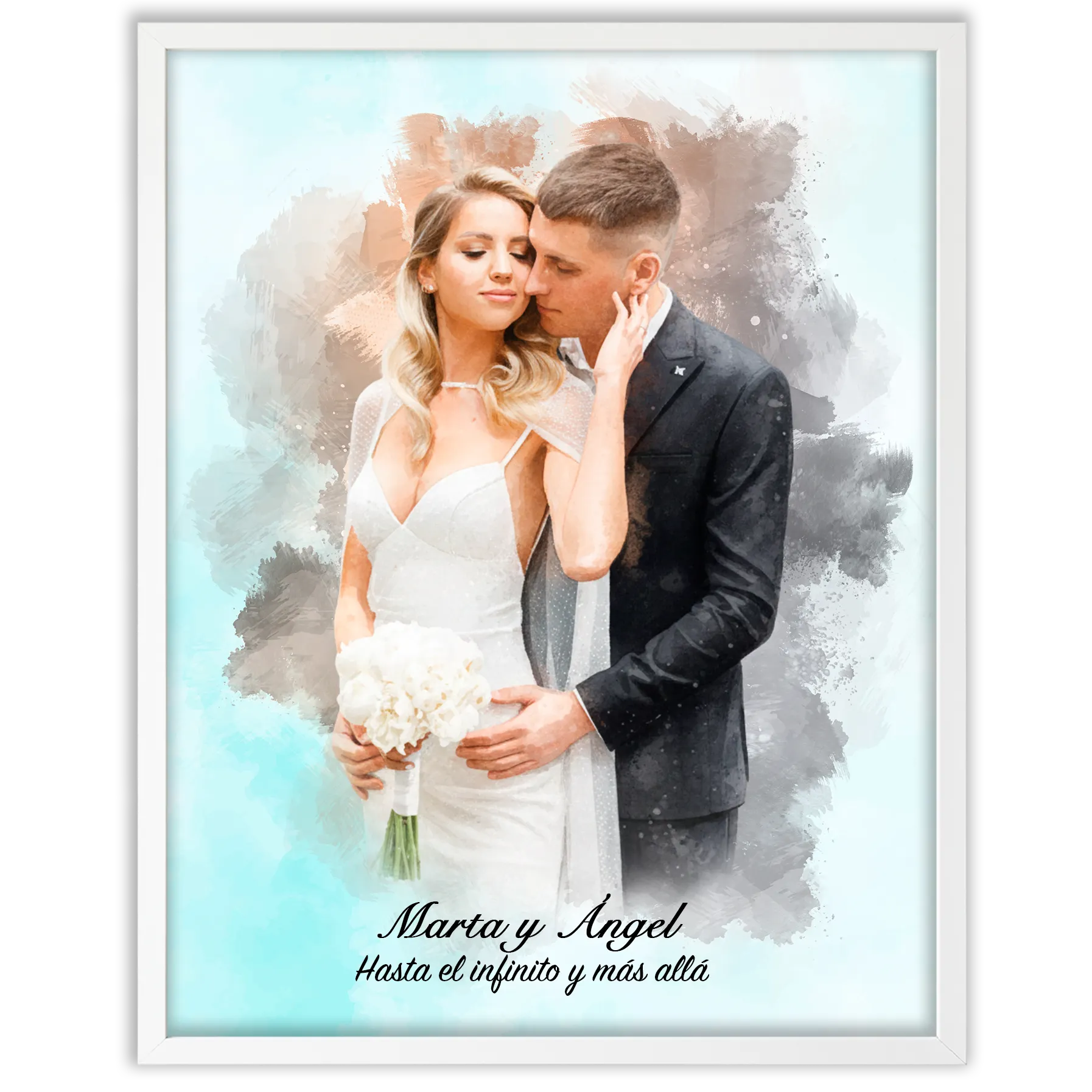 Retratos de boda en estilo acuarela personalizados