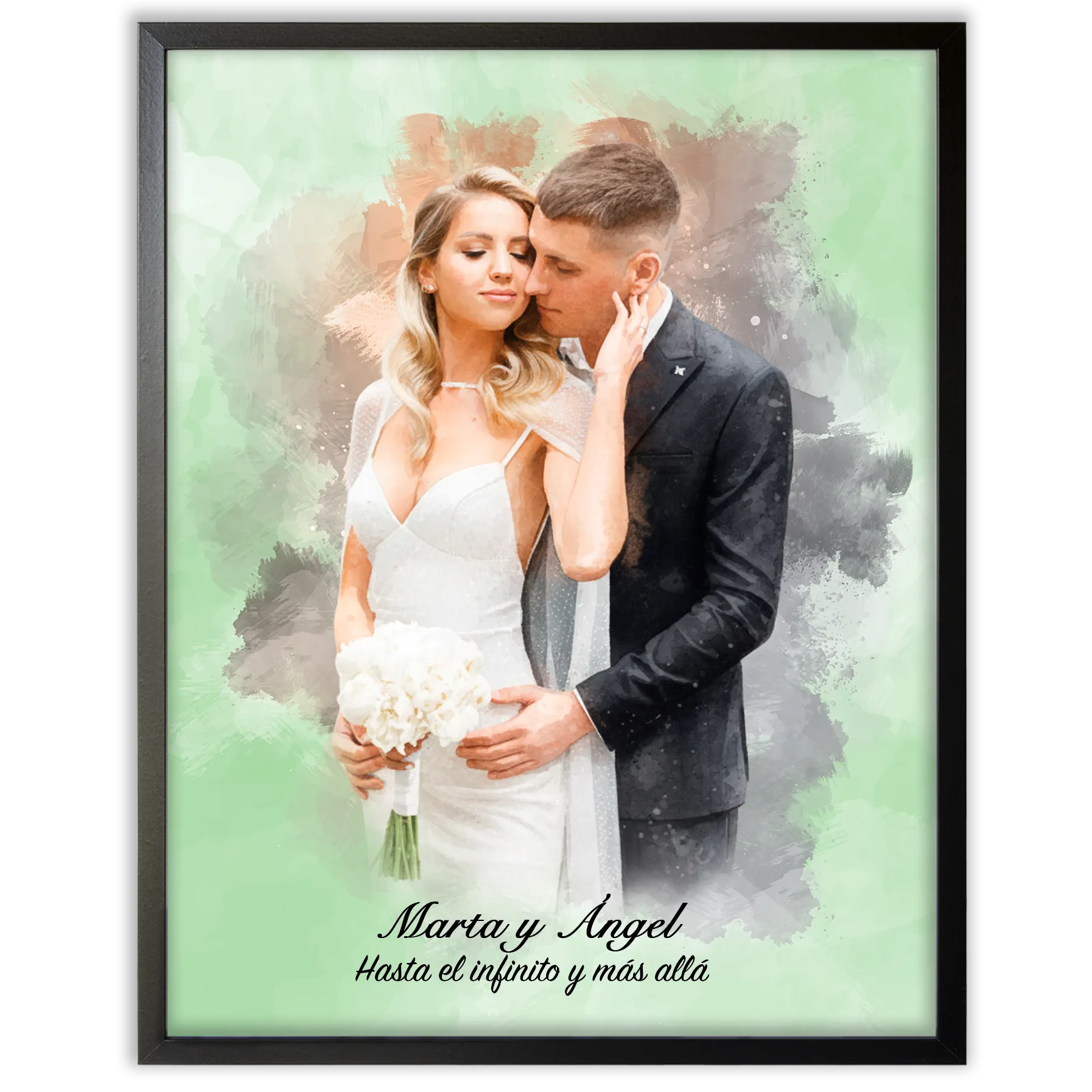 Retratos de boda en estilo acuarela personalizados