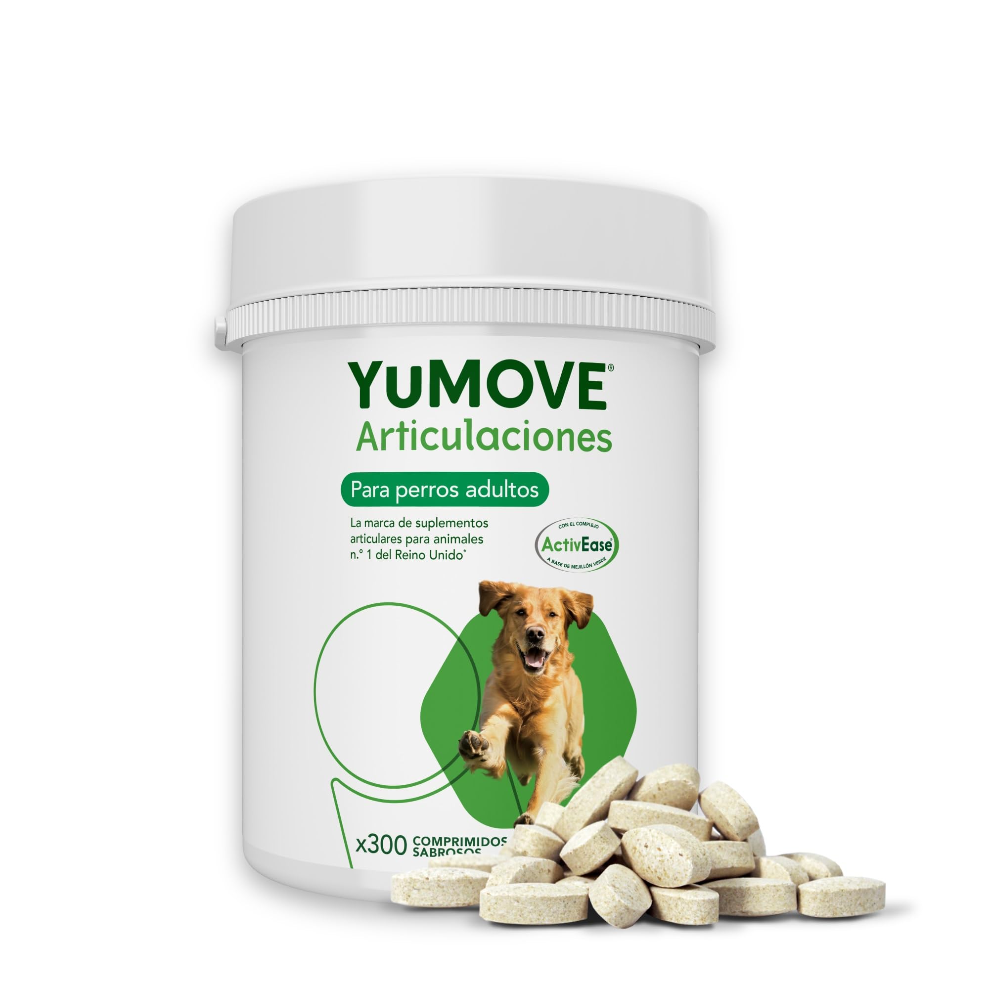 YuMOVE Condroprotector Perros Adultos 5-8 Años 60 Tabletas - 150mg Cada Pastilla Patente Pendiente Mejillón Labio Verde ActivEase, Glucosamina, Condroitina - Movilidad Articulaciones Todas Las Razas