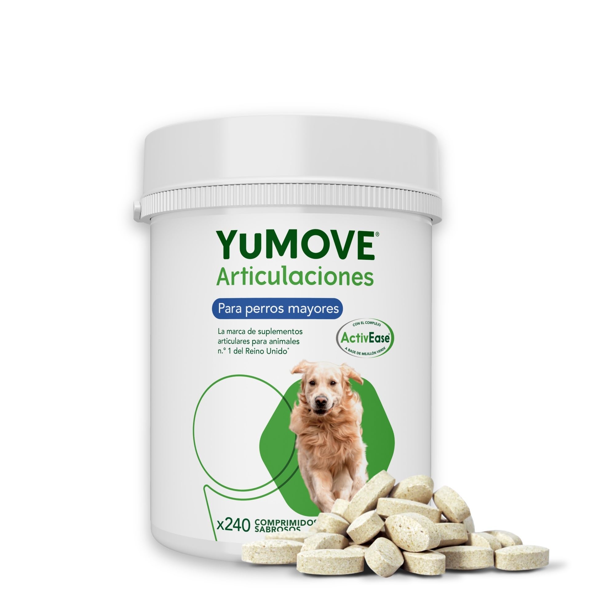 YuMOVE Condroprotector Perros Adultos 5-8 Años 60 Tabletas - 150mg Cada Pastilla Patente Pendiente Mejillón Labio Verde ActivEase, Glucosamina, Condroitina - Movilidad Articulaciones Todas Las Razas