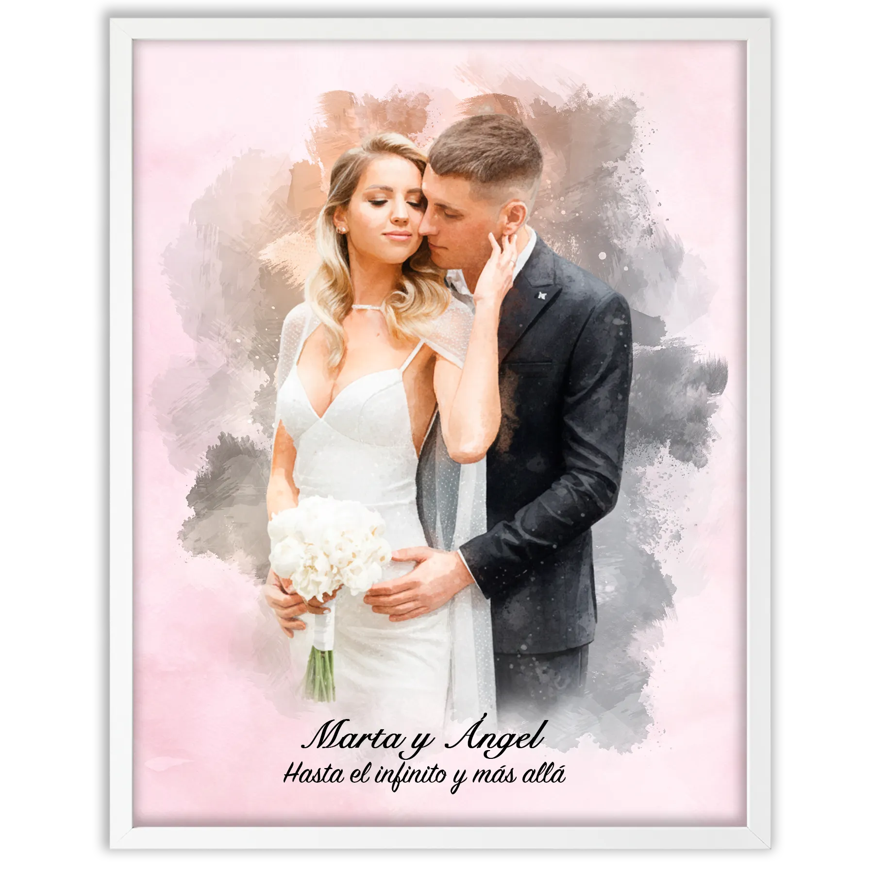 Retratos de boda en estilo acuarela personalizados