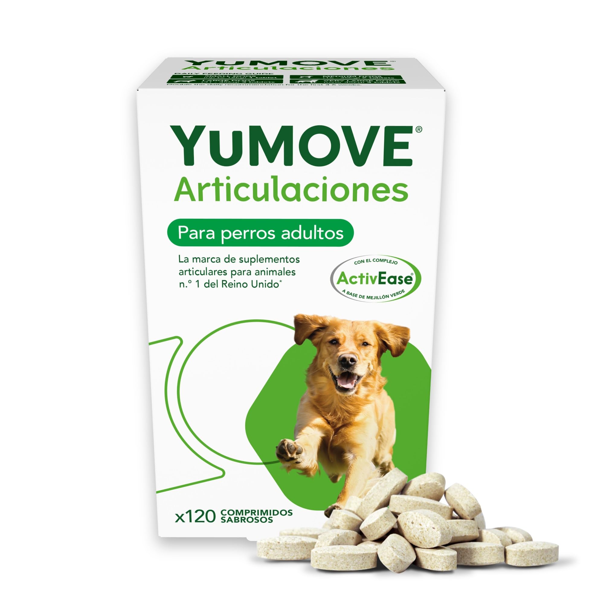 YuMOVE Condroprotector Perros Adultos 5-8 Años 60 Tabletas - 150mg Cada Pastilla Patente Pendiente Mejillón Labio Verde ActivEase, Glucosamina, Condroitina - Movilidad Articulaciones Todas Las Razas