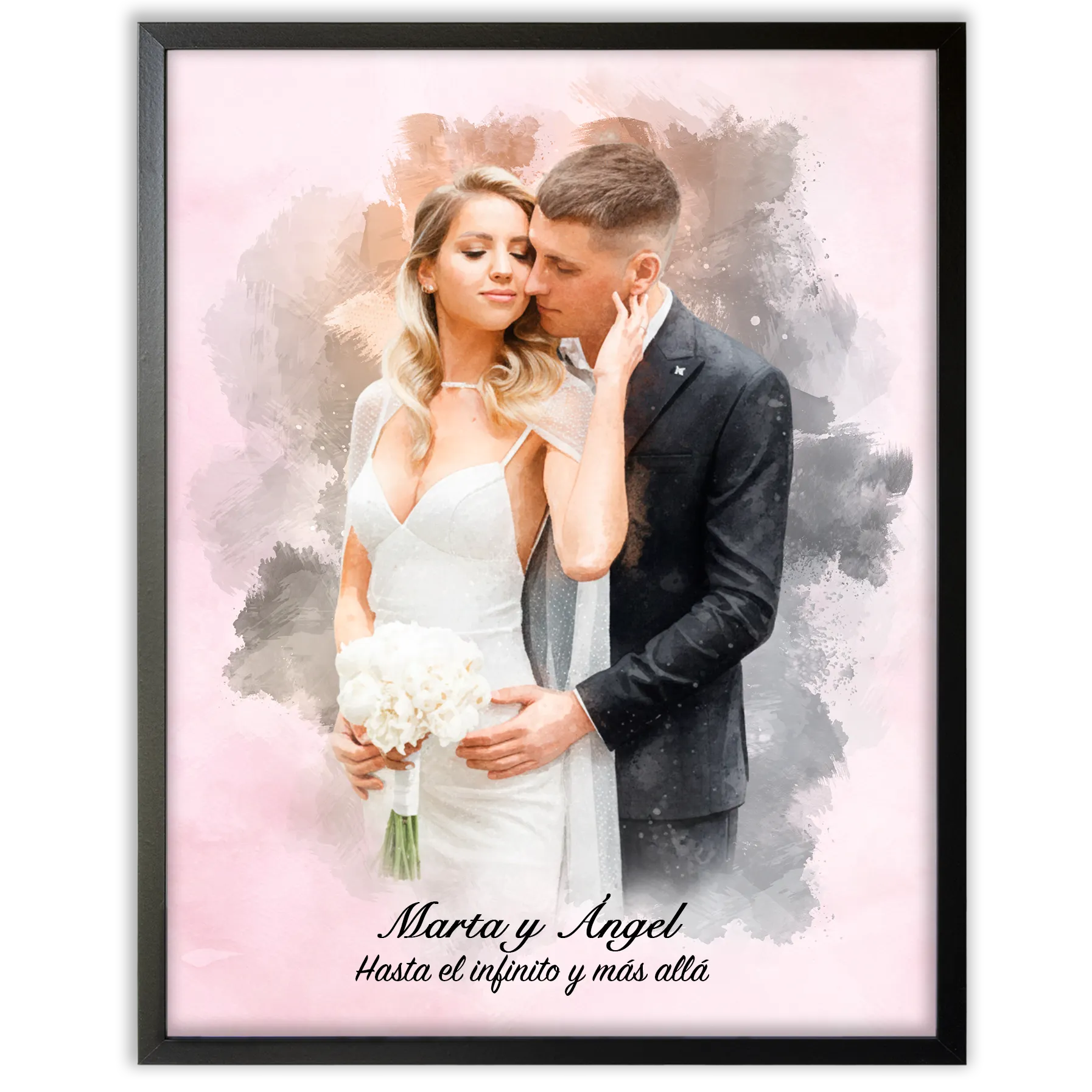 Retratos de boda en estilo acuarela personalizados