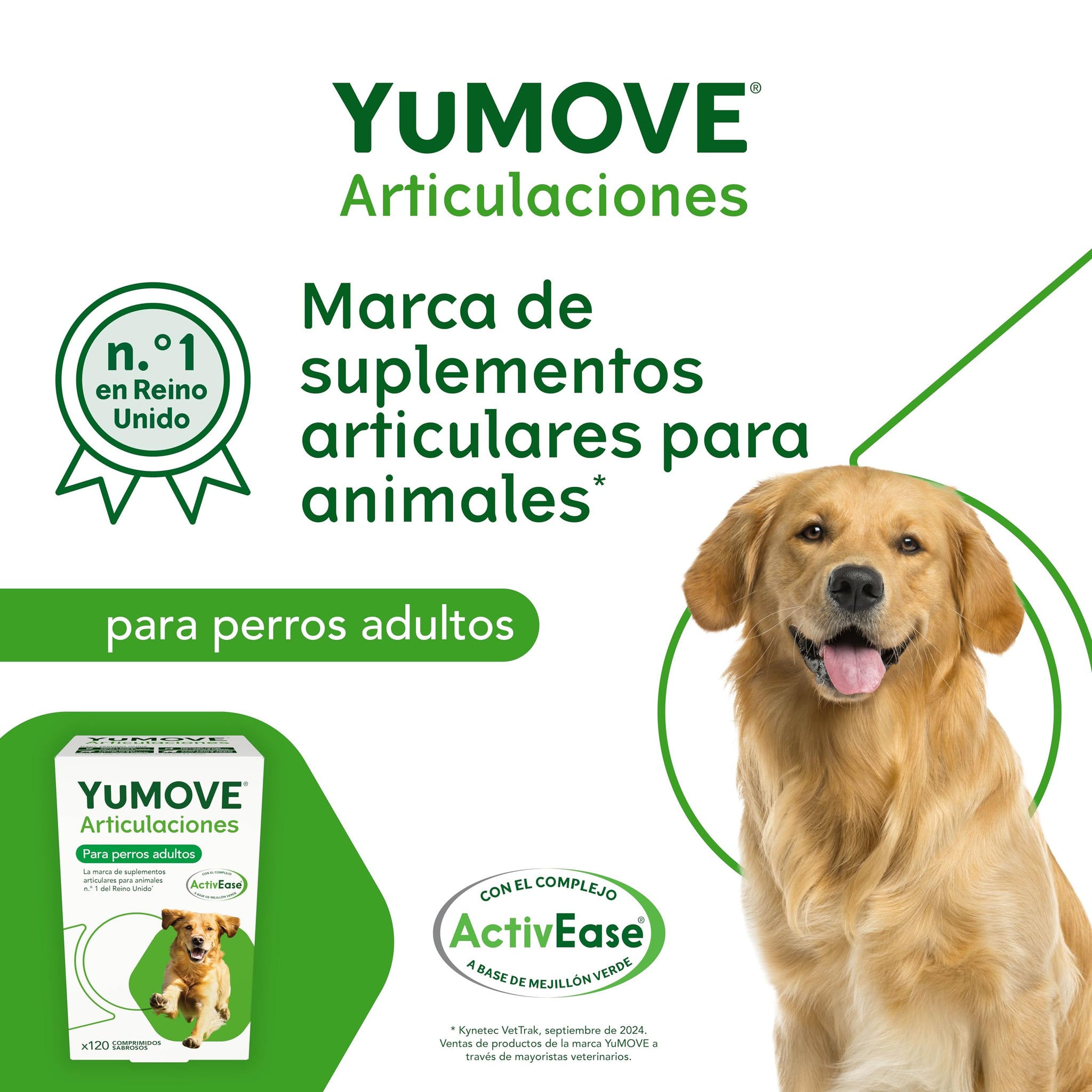 YuMOVE Condroprotector Perros Adultos 5-8 Años 60 Tabletas - 150mg Cada Pastilla Patente Pendiente Mejillón Labio Verde ActivEase, Glucosamina, Condroitina - Movilidad Articulaciones Todas Las Razas