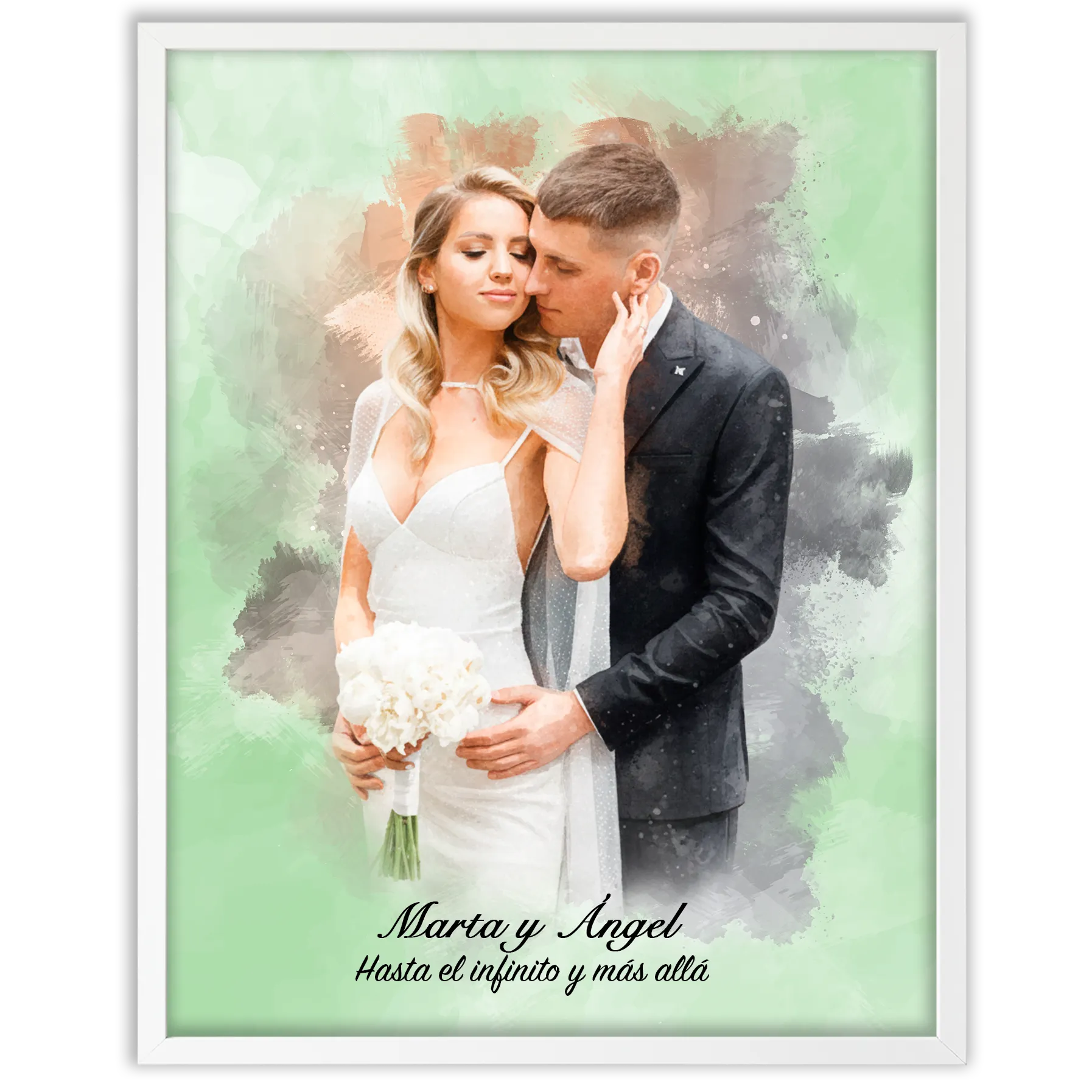 Retratos de boda en estilo acuarela personalizados