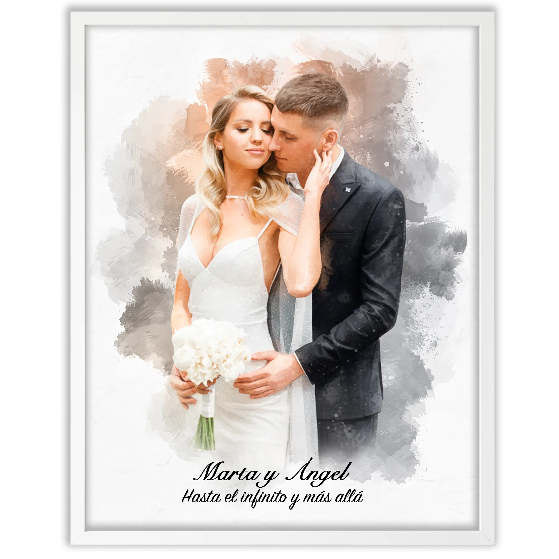 Retratos de boda en estilo acuarela personalizados