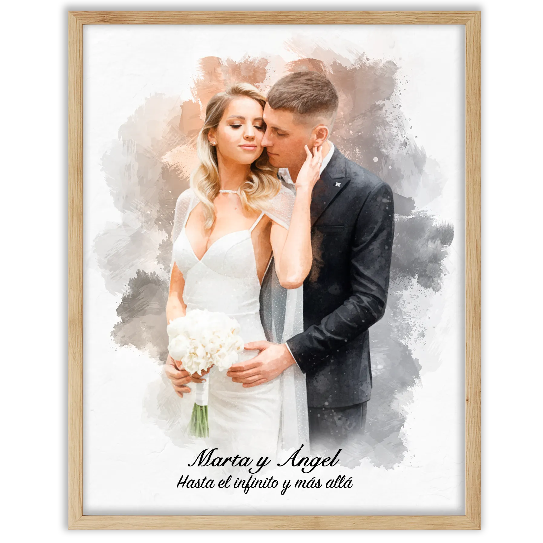 Retratos de boda en estilo acuarela personalizados