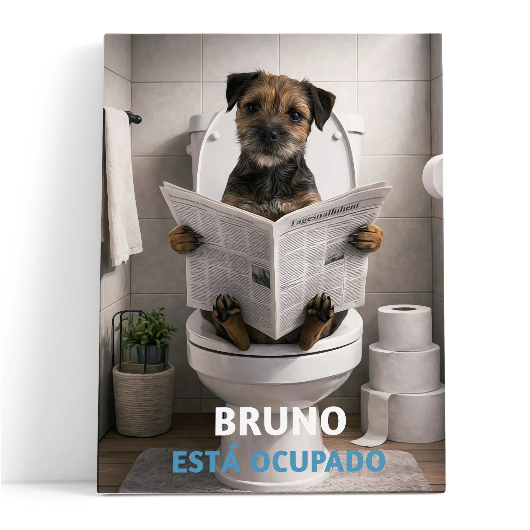 Retrato personalizado de tu perro en el WC leyendo
