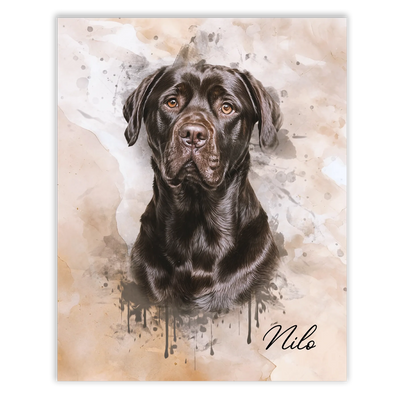 Retrato de mascotas en acuarela