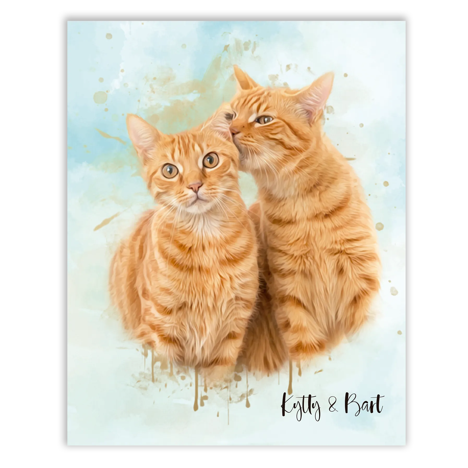Retrato personalizado gato acuarela