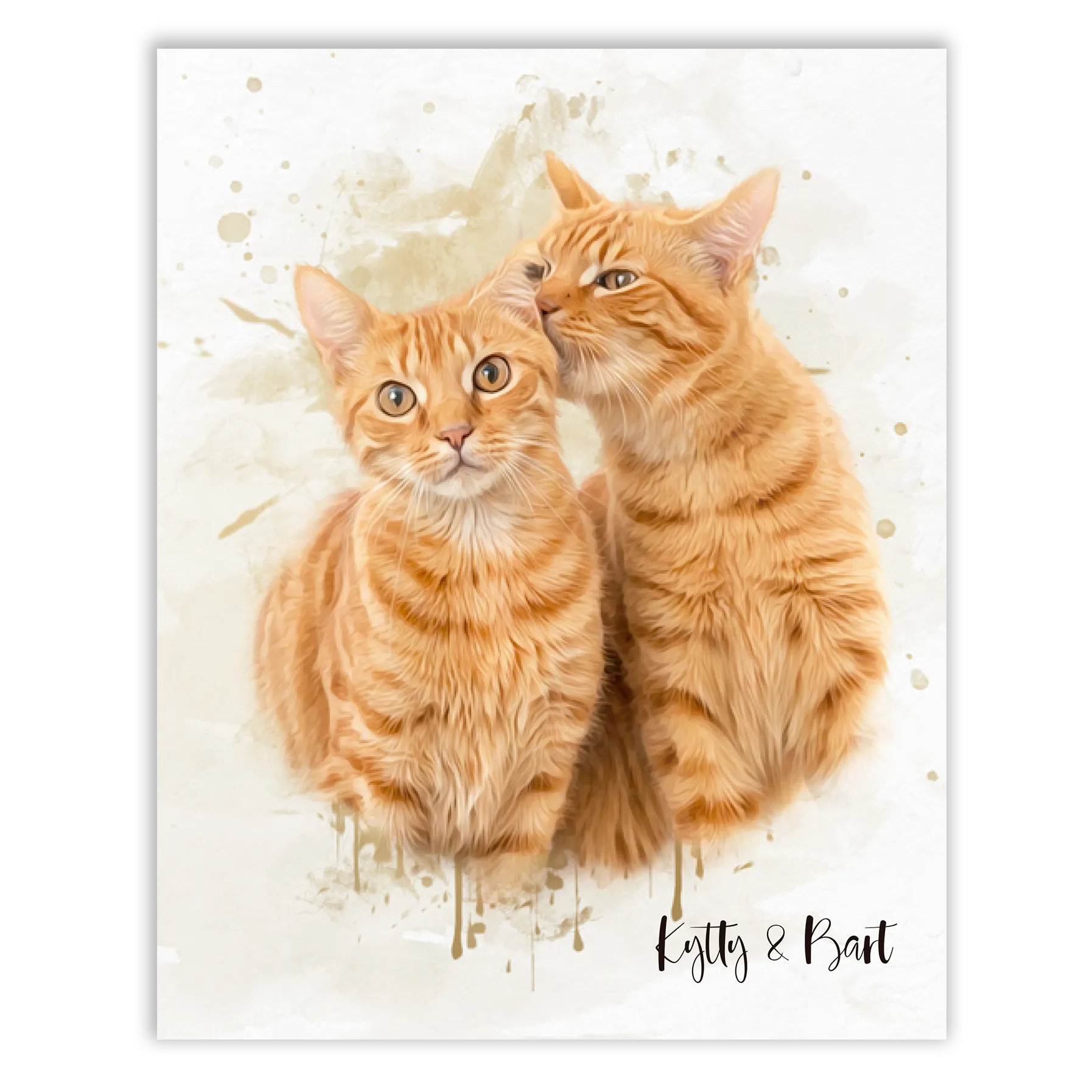Retrato personalizado gato acuarela