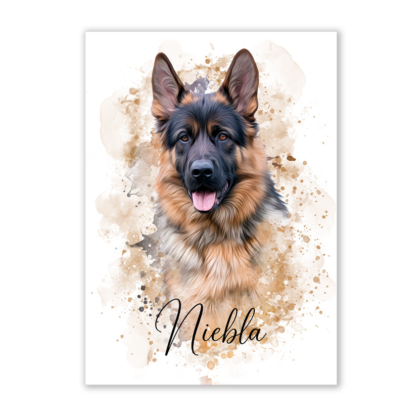 Retrato mascotas en acuarela
