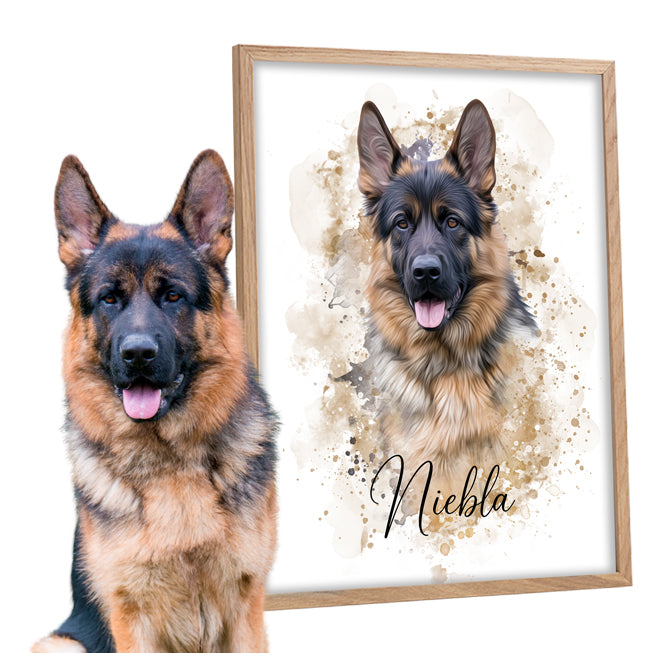 Retrato mascotas en acuarela