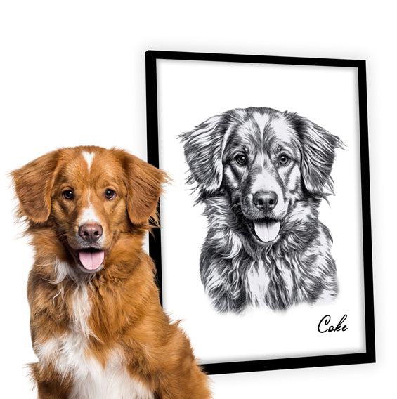 Retrato estilo lápiz de perros