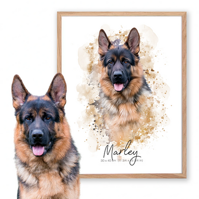 Retrato mascotas en acuarela