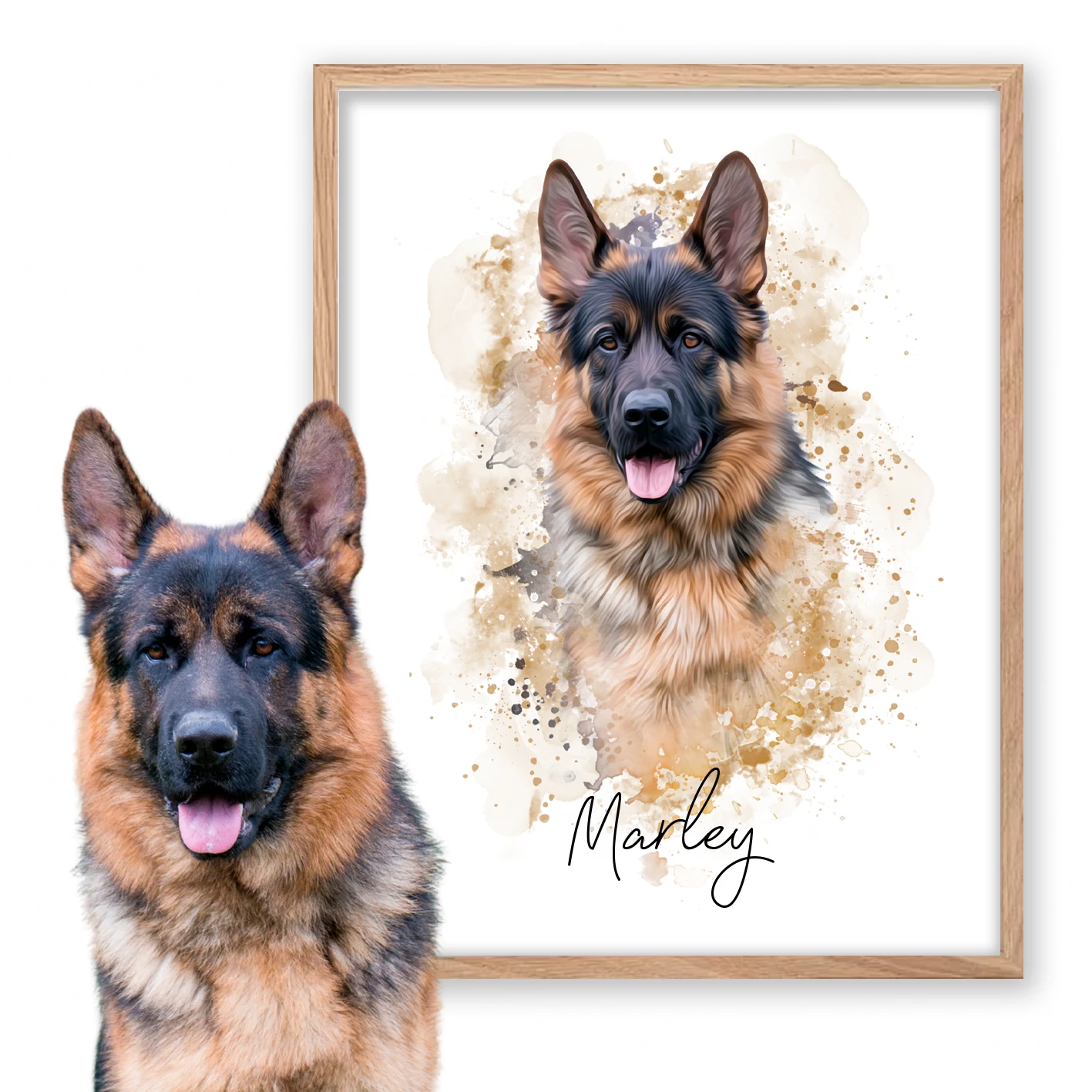 Retrato de mascotas diseño acuarela