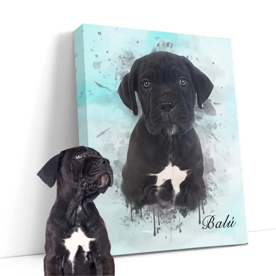 Lienzo mascota estilo acuarela