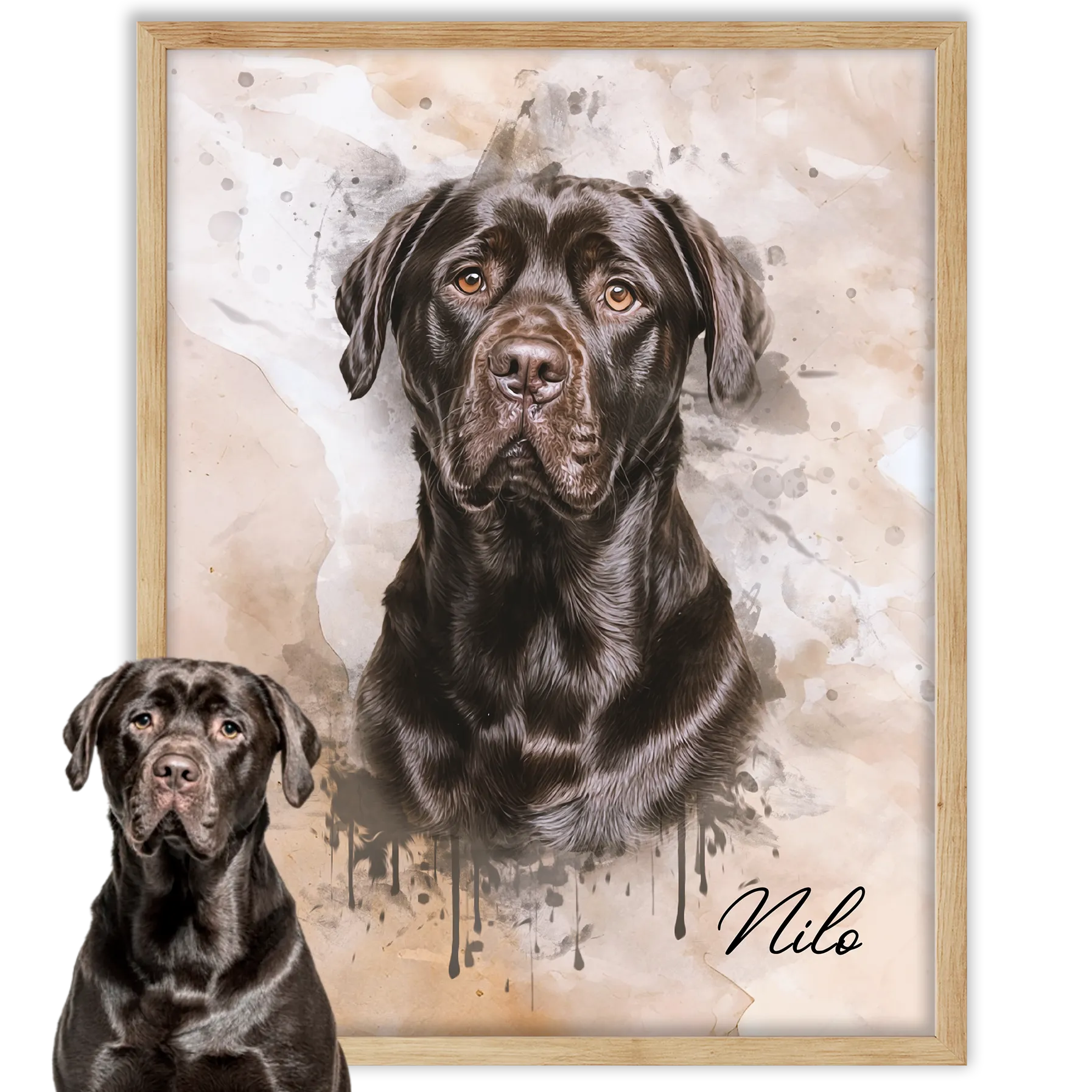 Retrato de mascotas en acuarela