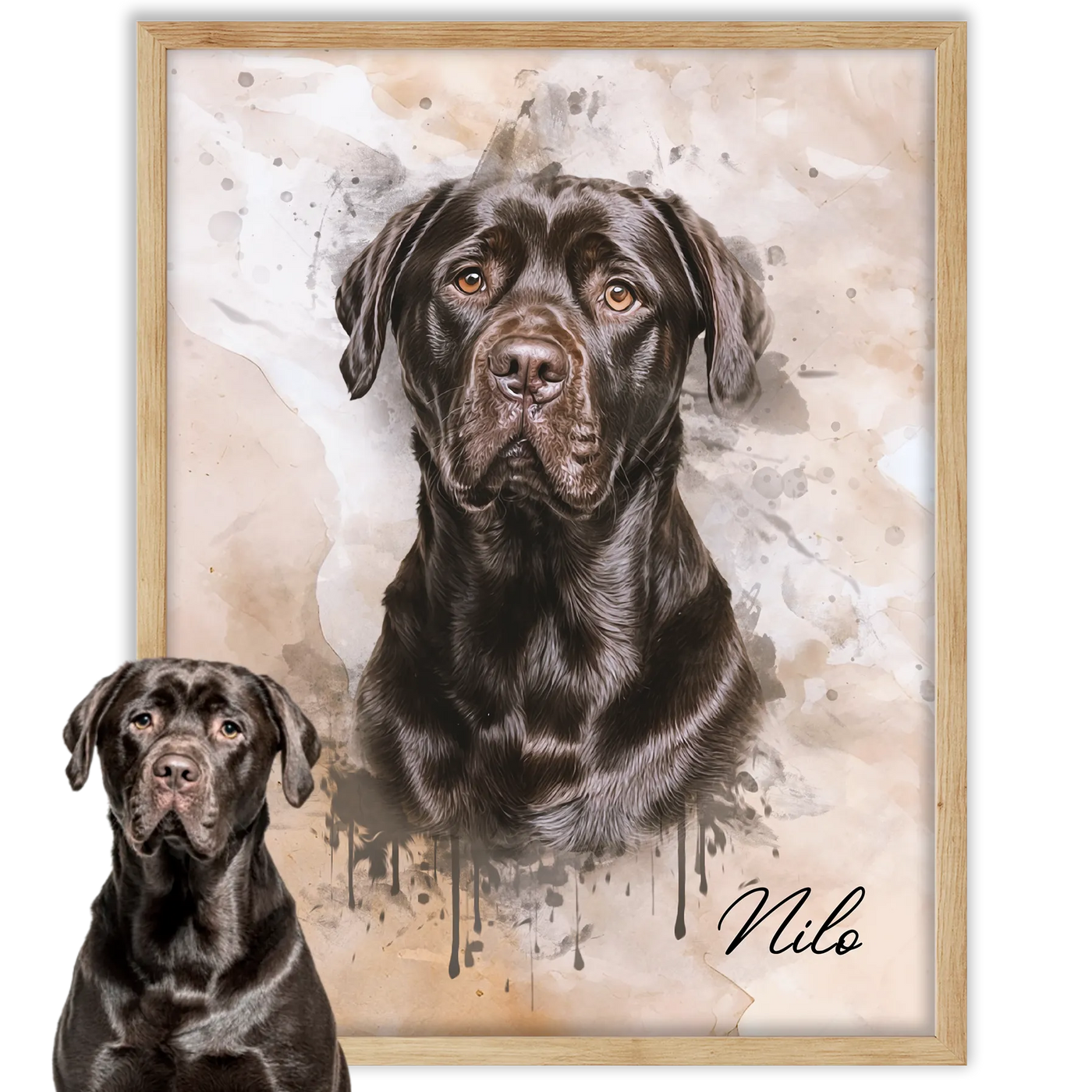 Retrato de mascotas en acuarela