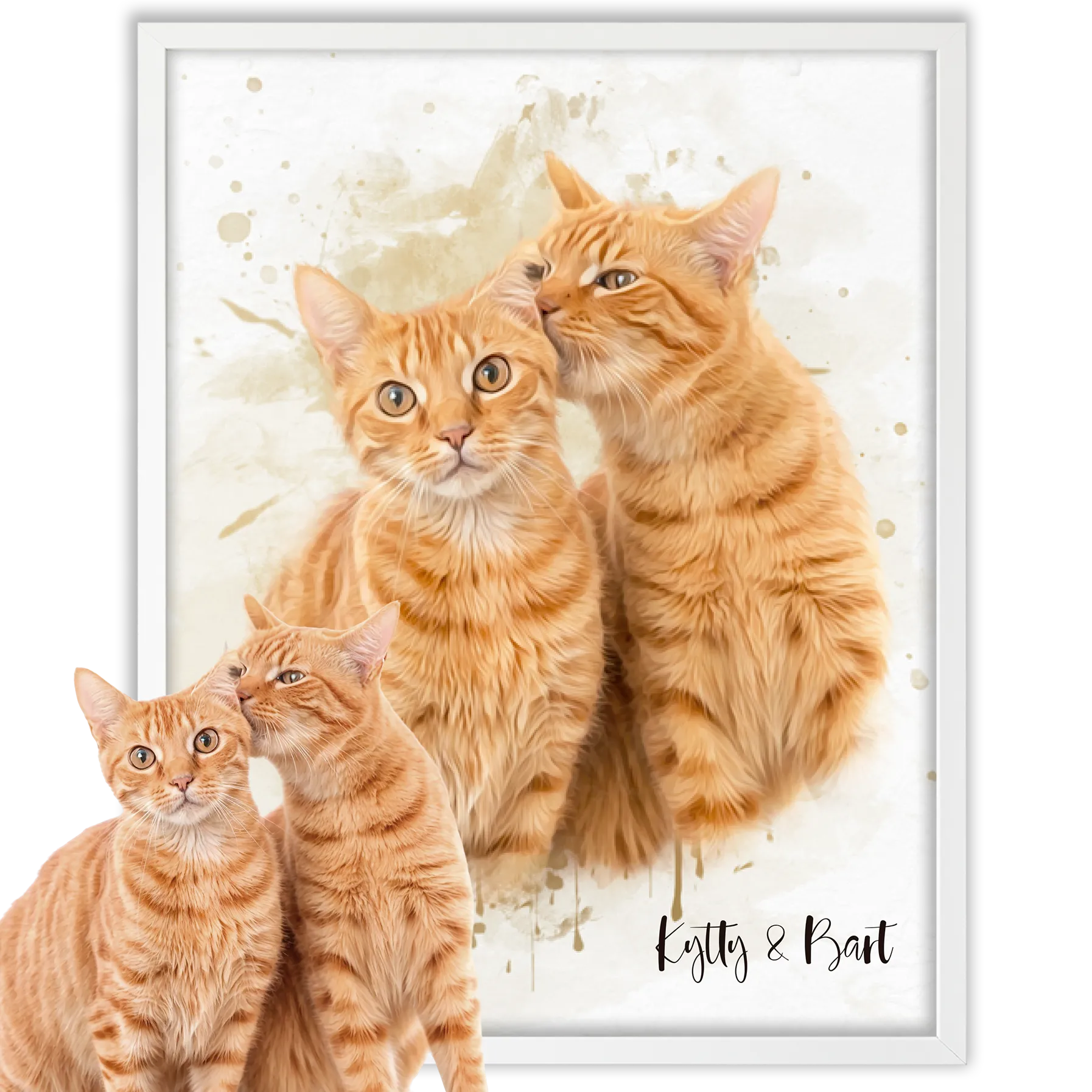 Retrato personalizado gato acuarela