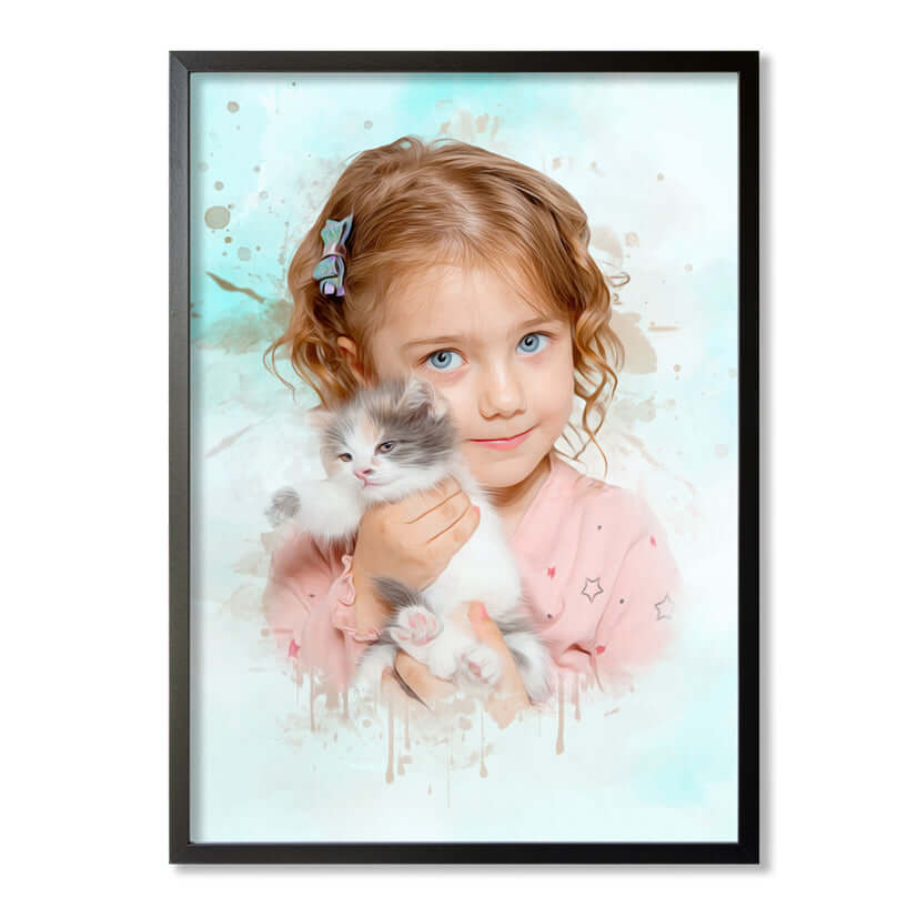 Retrato acuarela persona con mascota