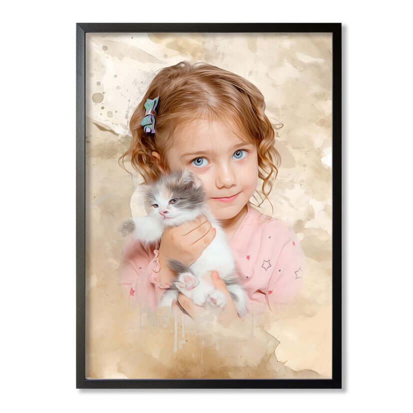 Retrato acuarela persona con mascota