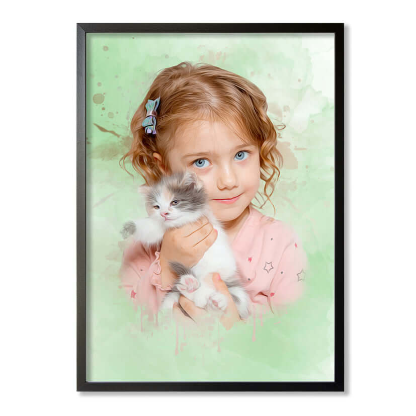 Retrato acuarela persona con mascota