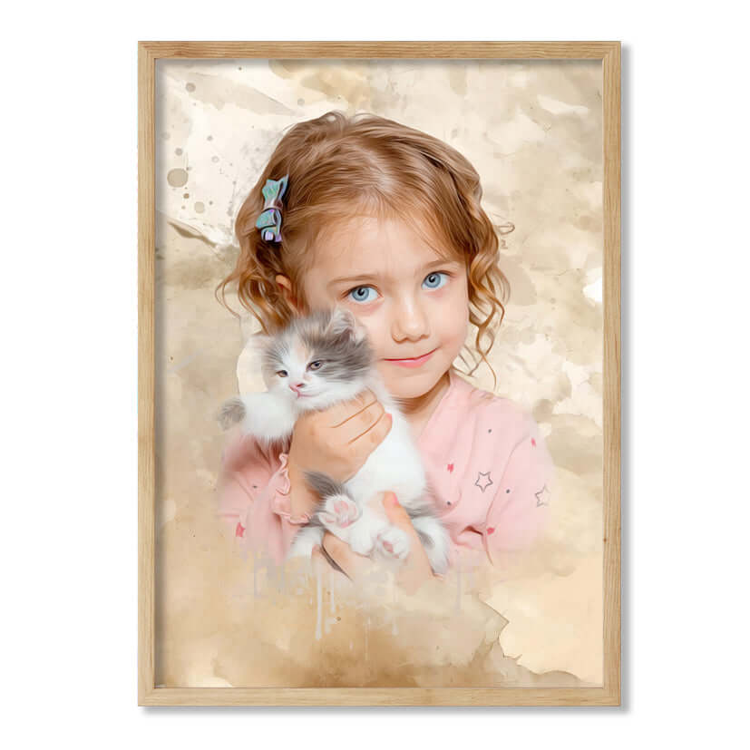 Retrato acuarela persona con mascota