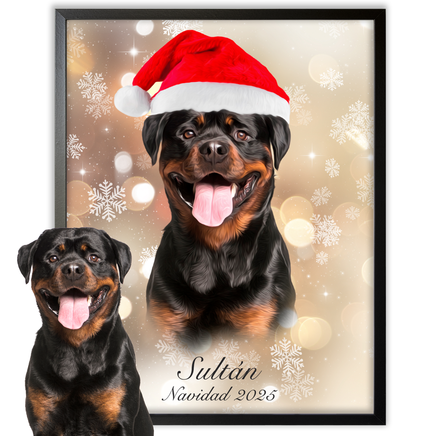 Retrato navideño personalizado de tu mascota