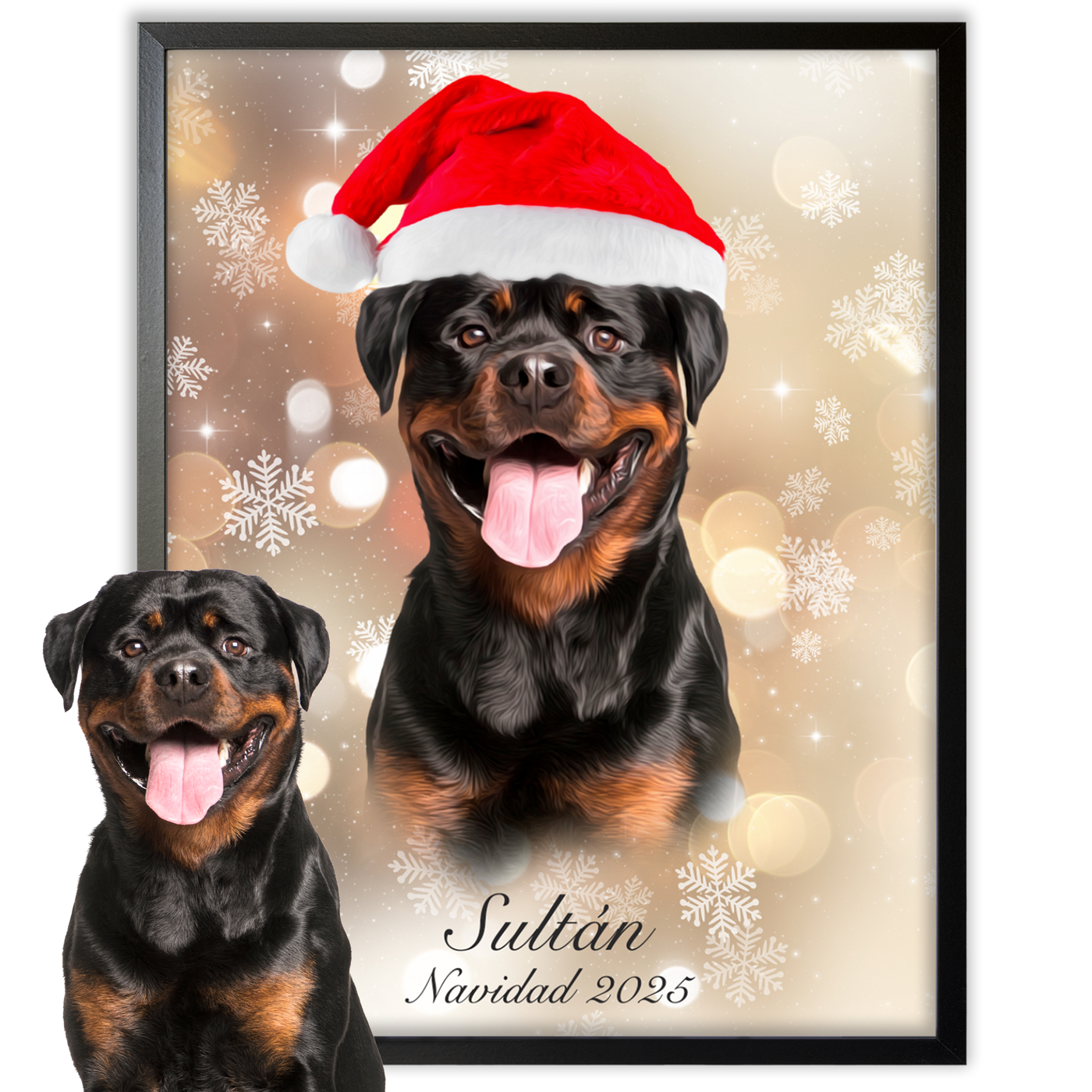 Retrato navideño personalizado de tu mascota