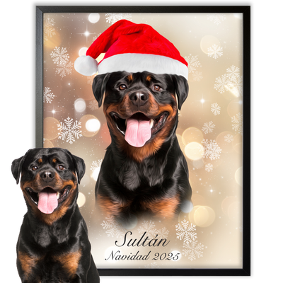 Retrato navideño personalizado de tu mascota