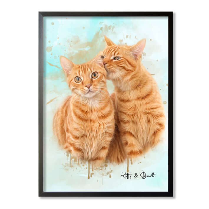 Retrato personalizado gato acuarela