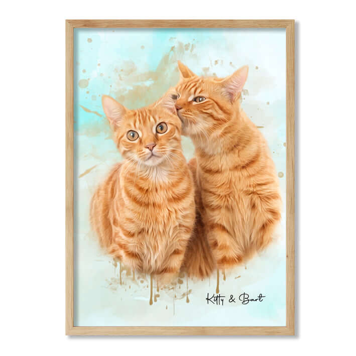 Retrato personalizado gato acuarela