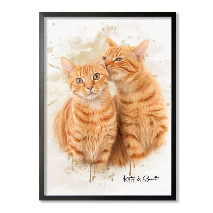 Retrato personalizado gato acuarela