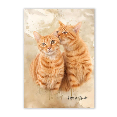Retrato personalizado gato acuarela
