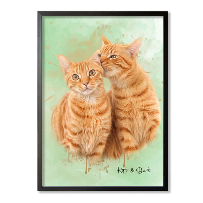 Retrato personalizado gato acuarela