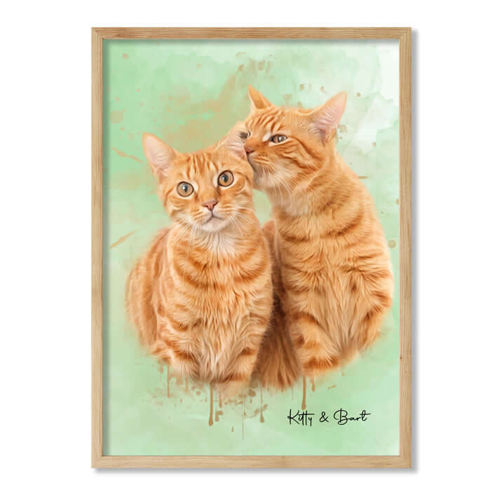 Retrato personalizado gato acuarela
