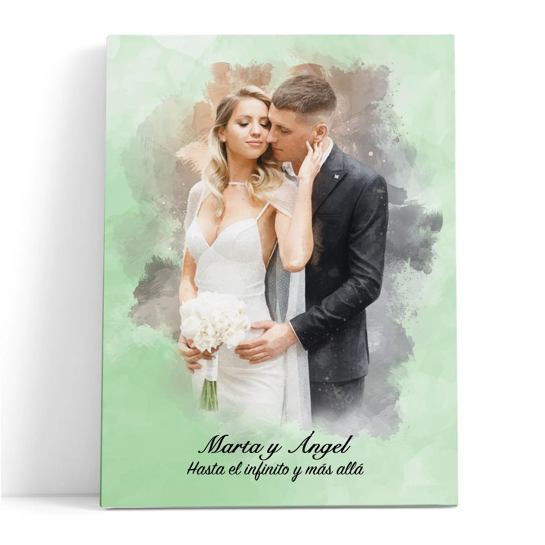 Retratos de boda en estilo acuarela personalizados