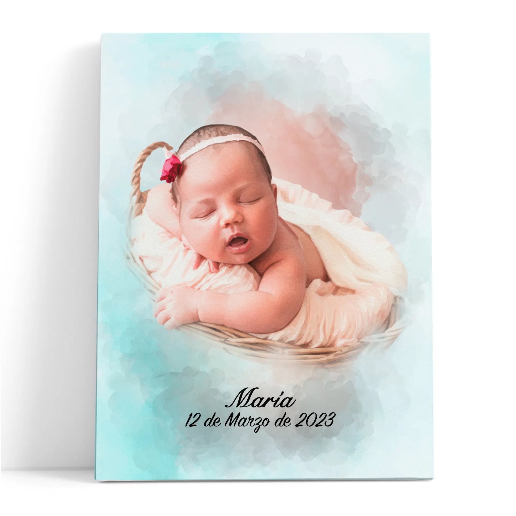 Retratos de bebe personalizados con estilo acuarela